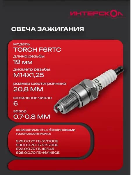 Свеча зажигания для газонокосилок с 4-тактным двигателем