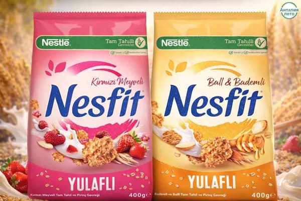 Хлопья Nestle Nesfit из цельного зерна со вкусом красных ягод и миндаля с медом, 2 упаковки