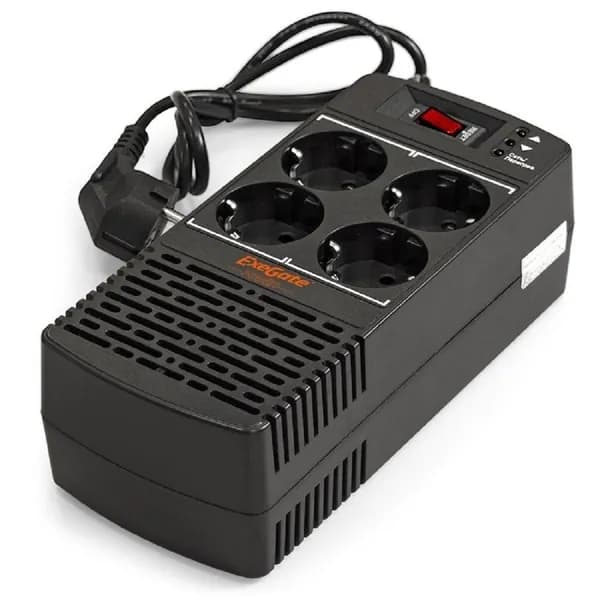 EXEGATE Сетевой фильтр EP285940RUS Стабилизатор Power AD5000 - 1200 1200VA 600W, диапазон 150...280В, 4 евророзетки