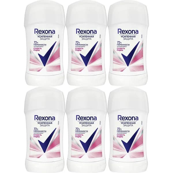 Антиперспирант стик Rexona Сухость пудры женский 40 мл, набор: 6 штук