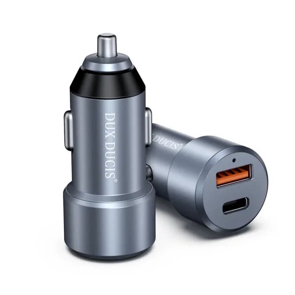 Автомобильное зарядное устройство B30 Dux Ducis (USB + Type -C) Quick Charge серебряное