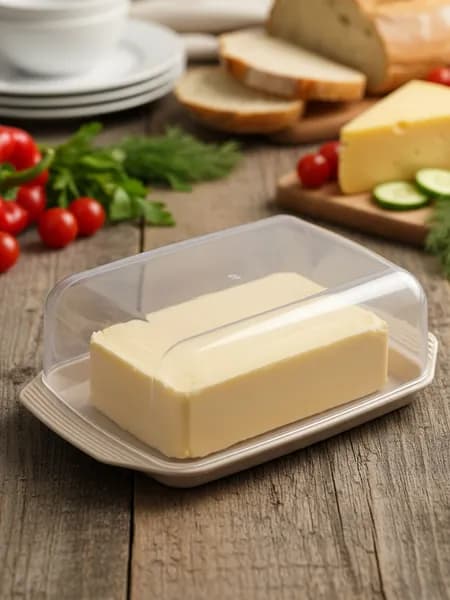 Масленка для сливочного масла и сыра с крышкой Martika, сырница пластиковая, контейнер для масла, 16х10х5 см, бежевая