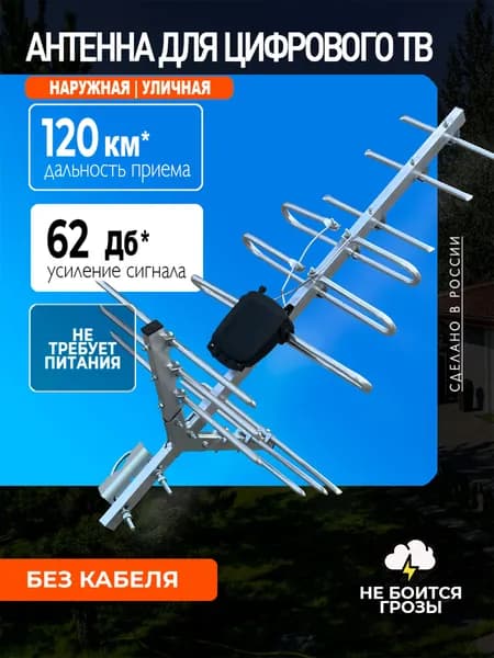Антенна для телевизора уличная СПЕКТРАЛ-12, цифровая DVB-T2, пассивная, без кабеля, МИР АНТЕНН