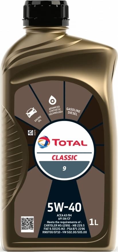 Total CLASSIC 9 5W-40 Масло моторное, Синтетическое, 1 л