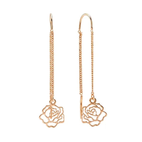 Серьги протяжки женские из красного золота 585 пробы, длинные 585GOLD