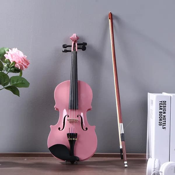 Розовая скрипка 1/8 из липы и клёна с алюминиевыми колками