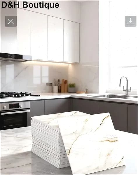 Эксклюзивные моющиеся обои для кухни 30x30 см с фольгой, 10 самоклеющихся панелей