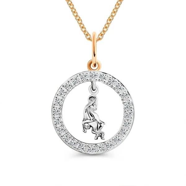 Подвеска на шею Овен с фианитами из красного золота 375 пробы 585GOLD