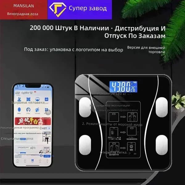 Напольные весы 1780988675000, нагрузка 180 кг, точность 10 г