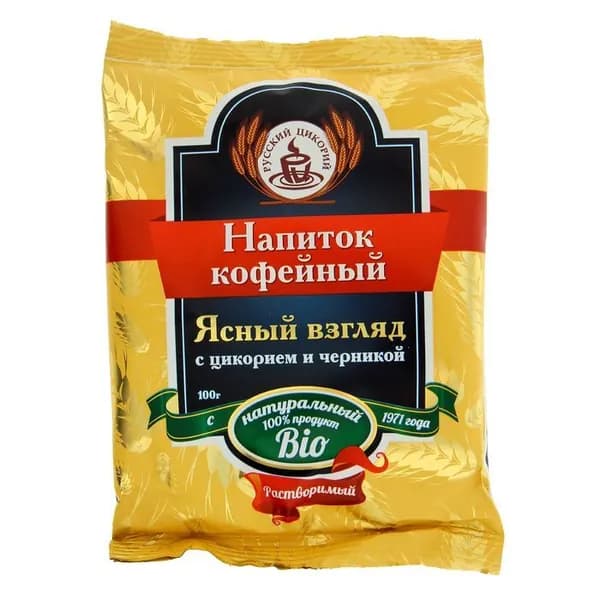 Напиток кофейный Ясный взгляд растворимый с цикорием и черникой пакет 100г
