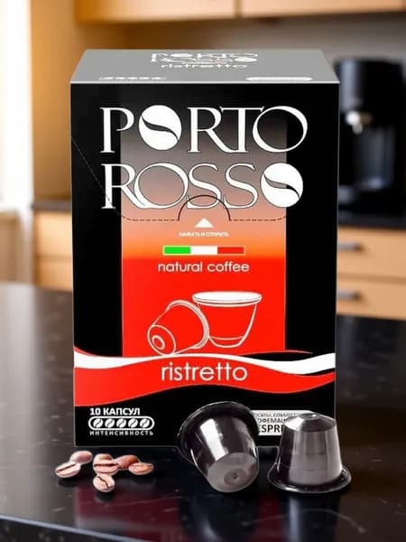 Кофе в капсулах Porto Rosso Ristretto (для Nespresso) 10 капсул по 5 гр.