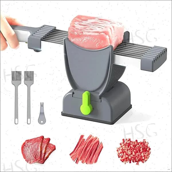 Слайсер, используемый для нарезки мяса на ломтики, которые можно нарезать ломтиками, полосками и частицами