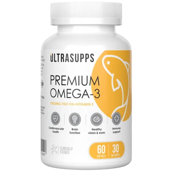 Омега-3 UltraSupps Premium Omega-3 1000 mg, 60 гелевых капсул