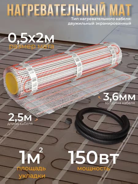 Нагревательный мат MIRO 1,0м2