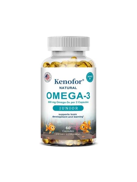 Junior Omega-3 680 мг Поддерживает здоровье мозга и когнитивные функции 60/120 капсул