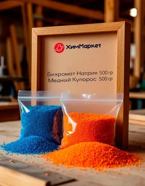 Строительный антисептик Набор из 500гр Бихромата натрия и 500гр медного купороса. Трудновымываемый Огнебиозащитный Водооталкивающий