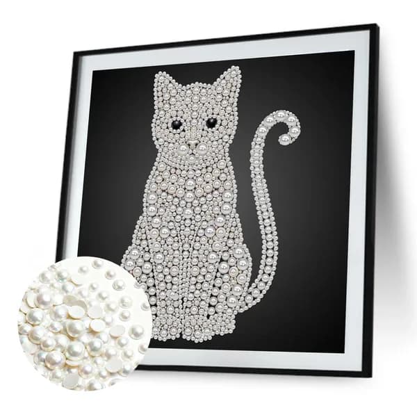 DIY-картина из жемчужин с котёнком на холсте 25 25 см