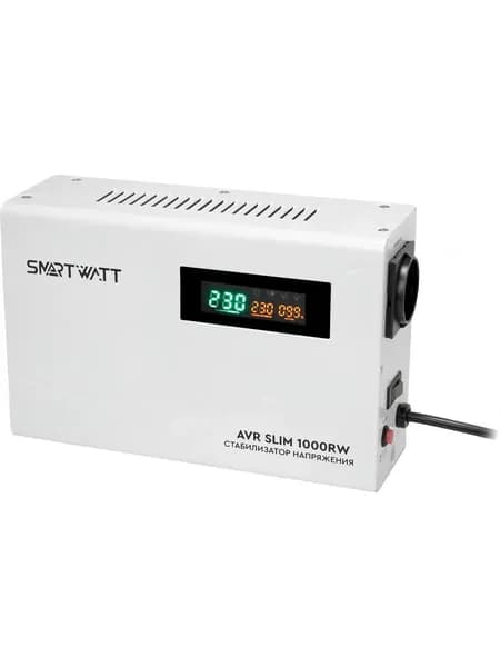 Стабилизатор напряжения SMARTWATT AVR Slim 1000RW белый, 1000 ВА, 100/260 В, релейный