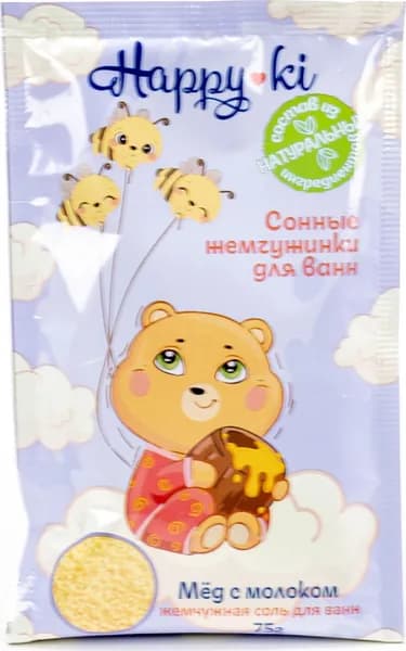 Соль для ванны Laboratory KATRIN / Лаборатория Катрин Happyki с ароматом мёда и молока, 75г / уход за телом