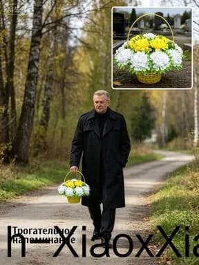 Корзина ритуальная с искусственными цветами
