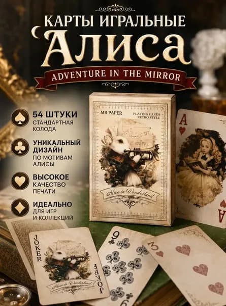 Карты игральные Алиса Adventure in the mirror, 54 штуки