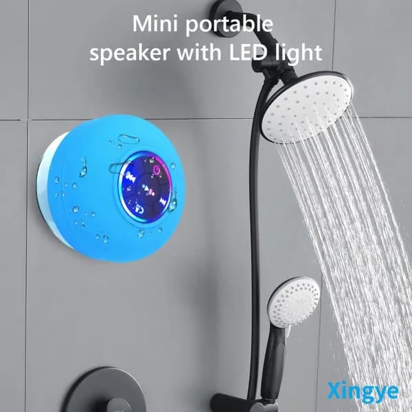 Bluetooth-совместимая колонка для душа с присоской и светодиодной подсветкой (синяя)