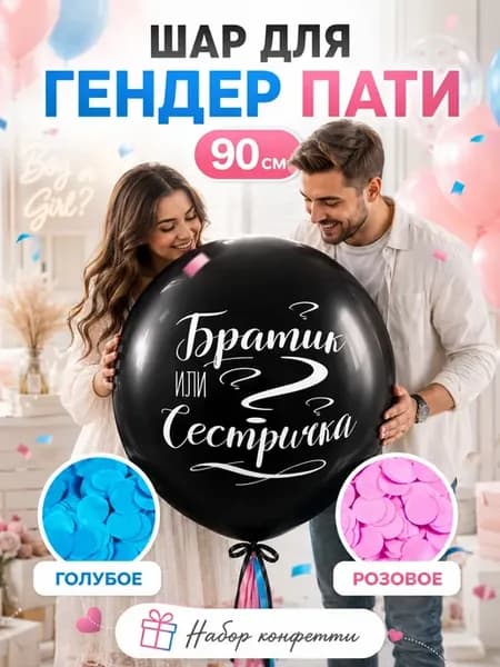 Воздушный Шарик на Гендер пати с конфетти