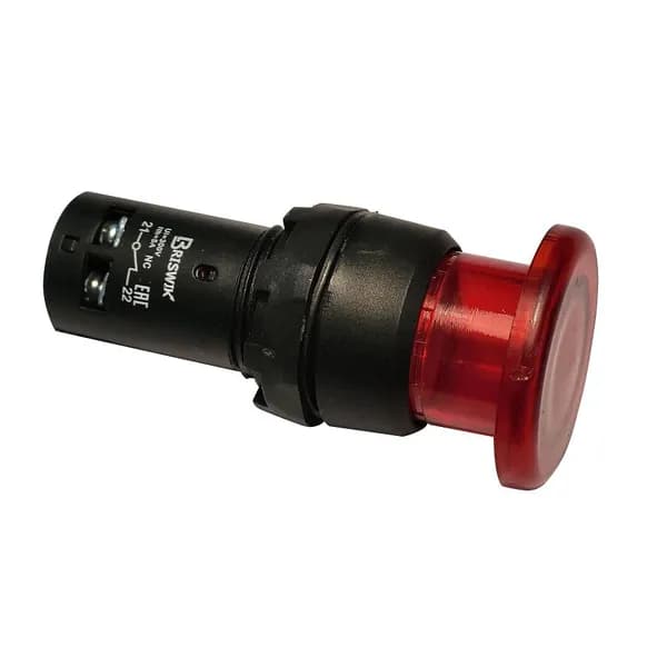 КМЕ 2101м -Л 220В красный 0но+1нз Гриб-моноблок IP40 с Инд