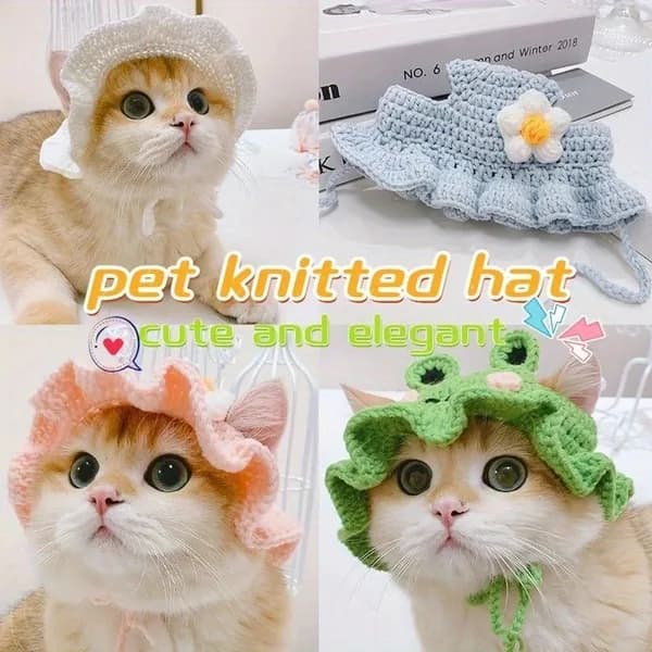 Кошачьи шапки Милые кошачьи вязаные шапки, мягкие и удобные, подходят для домашних животных с маленькими размерами