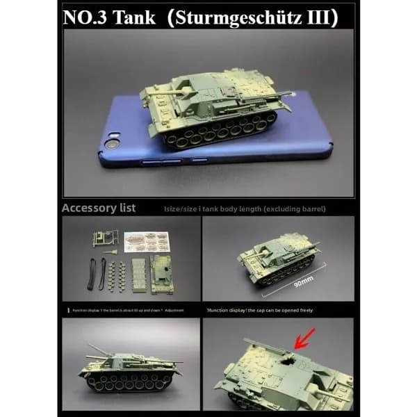 Миниатюрная Модель Танка В Масштабе 1:72, Пластик, Легко Собирается, Может Быть Раскрашена, Случайные Цвета