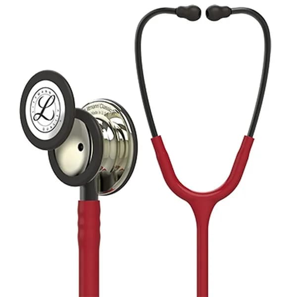 Стетоскоп Littmann Classic III, трубка цвета бургунди, 69 см, акустическая головка цвета шампанского, черные наконечники, 5864