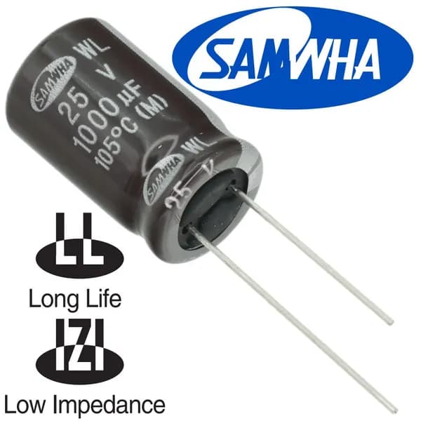1000мкФ 25В / WL / 12,5x20 / 105 С / конденсатор электролитический (2шт)