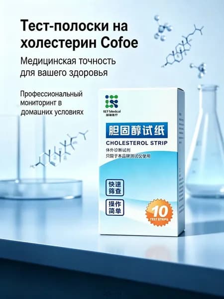 10 полосок Cofoe Тест-полоски для определения уровня холестерина