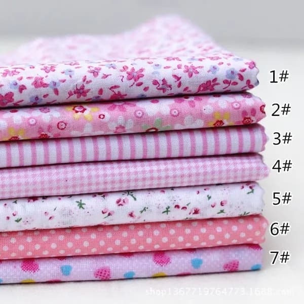 Цветочная печать хлопке Ткань patchwork 7 шт размером 25х25 см