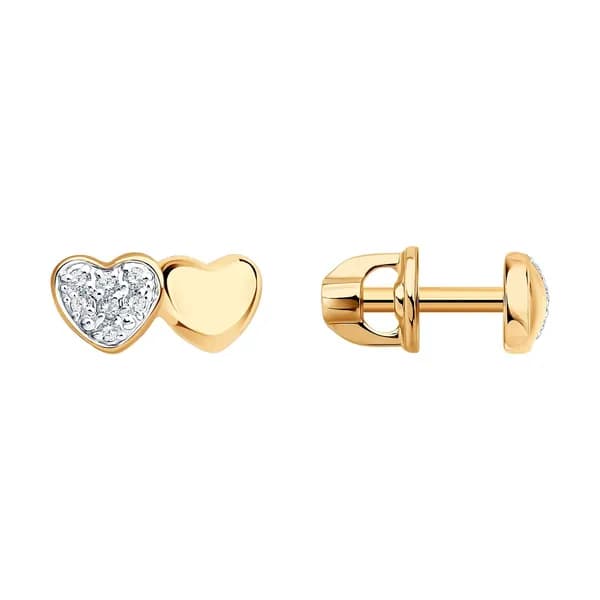 Золотые серьги DIAMANT-ONLINE с фианитом 585 пробы