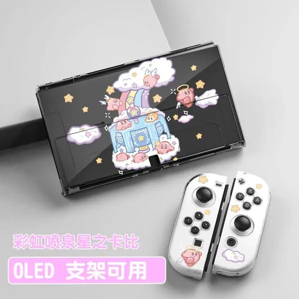 Прозрачный жесткий чехол для OLED, сумка хранения Kirby, прозрачная подставка Switch