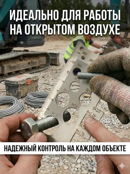 Шаблон-измеритель для болтов и резьбы (M3-M18, шаг 0,5-1,75 мм)