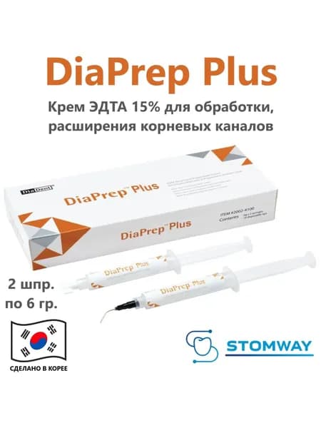DiaPrep Plus (2шпр.*2гр.) ДиаПреп Плюс, крем ЭДТА (15%) для обработки расширения корневых каналов, Rc-prep rc prep