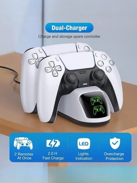 Зарядная док-станция для 2 контроллеров DualSense PS5 с индикацией