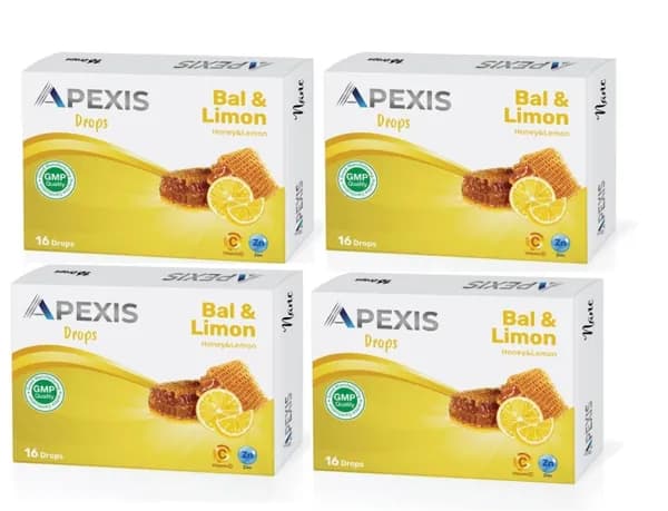 Пастилки Apexis Drops со вкусом меда и лимона, упаковка 16 шт.
