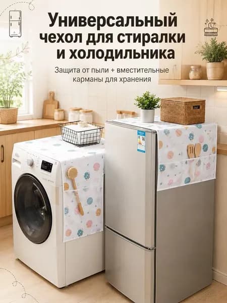 130 см х 55 смЧехол для стиральной машины и холодильника с карманами Мешок для хранения
