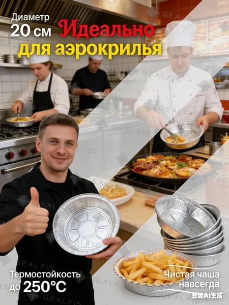 Форма для запекания, выпечки 20.3 см x 20.3 см 20 шт круглая антипригарное покрытие серебристый
