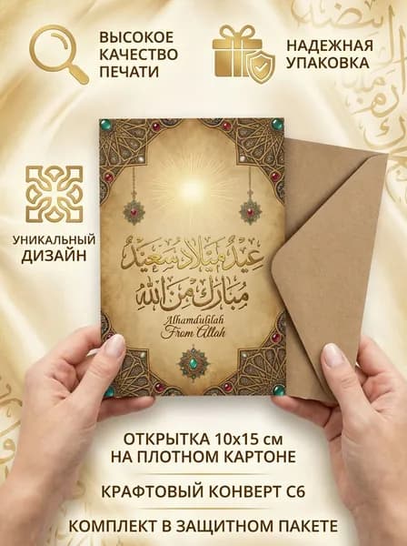 открытка подарочная "С днем рождения от Аллаха"
