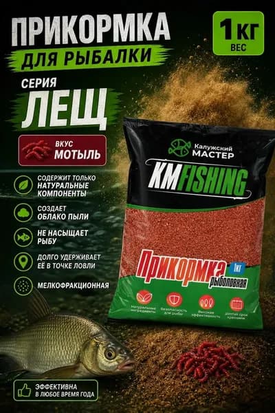 Рыболовная прикормка КМ FISHING серии лещ-мотыль