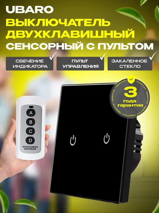 Выключатель сенсорный двухклавишный с пультом управления
