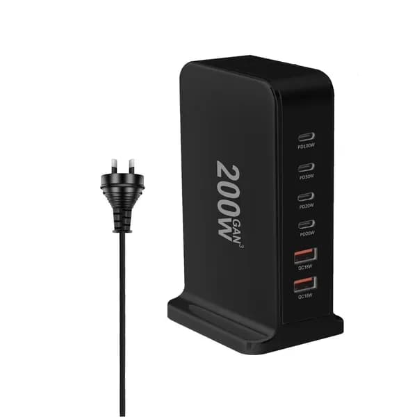 200W Зарядная станция USB-C 6 портов, Черный - AU