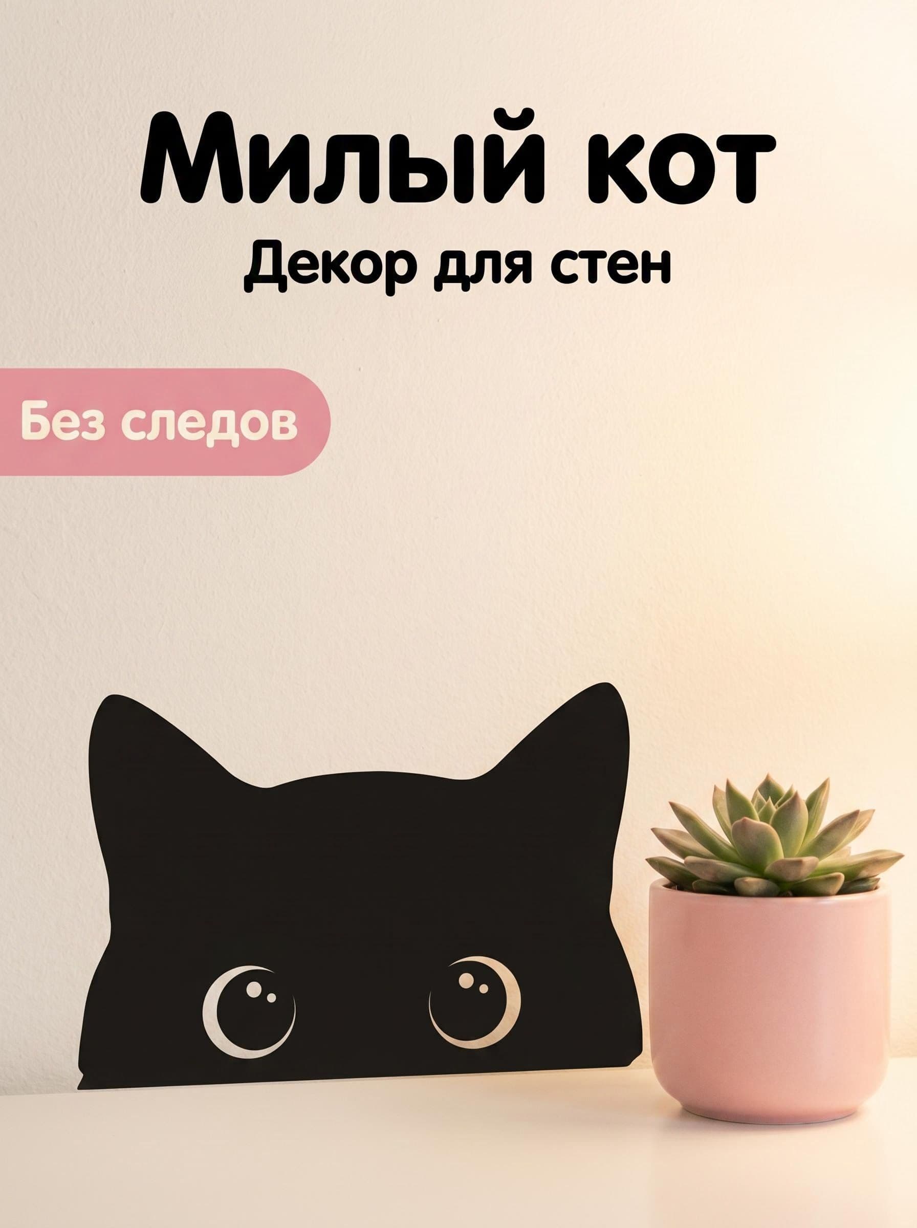 Наклейка выглядывающий котенок, 16х10 см