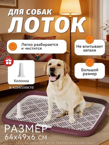 Туалет лоток для собак с сеткой под пеленку 68*50*7