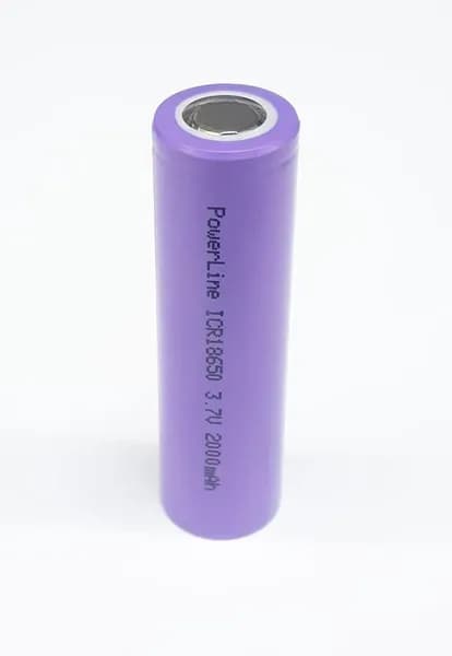 Аккумулятор Powerline 18650 ICR 3.7V Li-ion 2000mAh (б/защиты, плоский плюс) , 1шт.