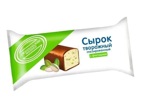 Сырок творожный глазированный в шоколадной глазури с фисташкой с массовой долей жира 20% 40г.